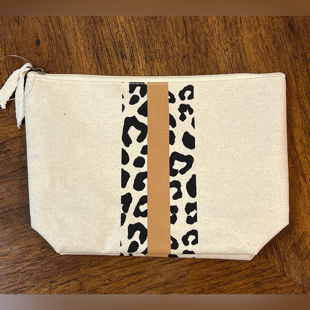 Leopard Print Canvas Cosmetic Bag